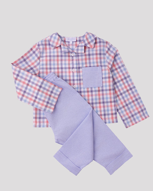 Compleu din bumbac albastru cu carouri